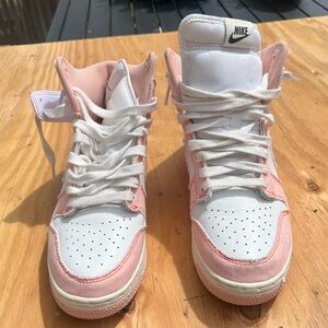Nike dunks high top, pink, orange and white womens size 8.5